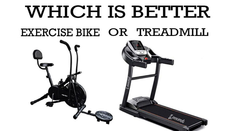 A man on a spin bike vs a woman on a treadmill, illustrating a common home gym choice.