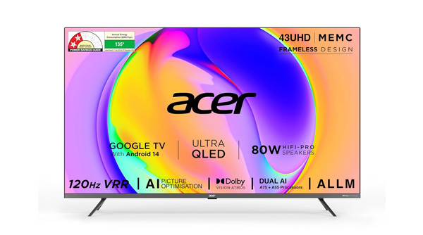 Acer 109 cm (43 inches) Super Series 4K Ultra HD Smart QLED Google TV