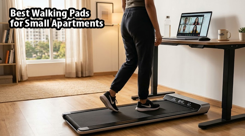 Thin walking pad stored under a sofa for best walking pads for small apartments in india